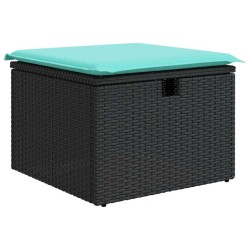 Salon de jardin 6 pcs avec coussins noir résine tressée 515524515524