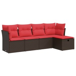 Salon de jardin avec coussins 5 pcs marron résine tressée 515525515525