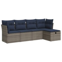 Salon de jardin 5 pcs avec coussins gris résine tressée 515527515527