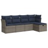Salon de jardin 5 pcs avec coussins gris résine tressée 515527515527