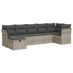 Salon de jardin avec coussins 7 pcs gris clair résine tressée 515529515529