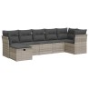 Salon de jardin avec coussins 7 pcs gris clair résine tressée 515529515529