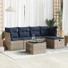 Salon de jardin 6 pcs avec coussins gris résine tressée 515530515530