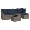 Salon de jardin 6 pcs avec coussins gris résine tressée 515530515530
