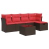 Salon de jardin avec coussins 6 pcs marron résine tressée 515532515532