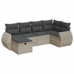 Salon de jardin 6 pcs avec coussins gris clair résine tressée 515533515533