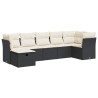 Salon de jardin 7 pcs avec coussins noir résine tressée 515534515534