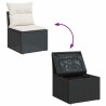 Salon de jardin 7 pcs avec coussins noir résine tressée 515534515534