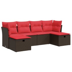 Salon de jardin avec coussins 6 pcs marron résine tressée 515546515546