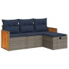 Salon de jardin 4 pcs avec coussins gris résine tressée 515553515553