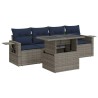 Salon de jardin 5 pcs avec coussins gris résine tressée 515554515554