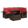 Salon de jardin 5 pcs avec coussins marron résine tressée acacia 515555515555