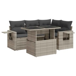 Salon de jardin 5 pcs avec coussins gris clair résine tressée 515556515556