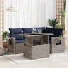 Salon de jardin 5 pcs avec coussins gris résine tressée acacia 515557515557