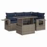 Salon de jardin 5 pcs avec coussins gris résine tressée acacia 515557515557