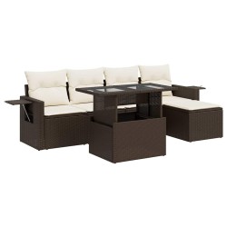 Salon de jardin avec coussins 6 pcs marron résine tressée 515558515558