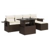 Salon de jardin avec coussins 6 pcs marron résine tressée 515558515558