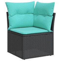 Salon de jardin 5 pcs avec coussins noir résine tressée acacia 515561515561