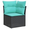 Salon de jardin 5 pcs avec coussins noir résine tressée acacia 515561515561