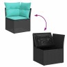 Salon de jardin 5 pcs avec coussins noir résine tressée acacia 515561515561