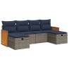Salon de jardin 6 pcs avec coussins gris résine tressée 515562515562