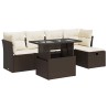 Salon de jardin avec coussins 6 pcs marron résine tressée 515564515564