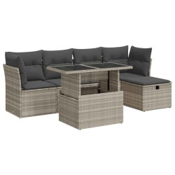 Salon de jardin 6 pcs avec coussins gris clair résine tressée 515565515565