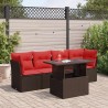 Salon de jardin avec coussins 5pcs marron résine tressée acacia 515568515568
