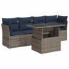 Salon de jardin 5 pcs avec coussins gris résine tressée acacia 515571515571