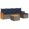 Salon de jardin 6 pcs avec coussins gris résine tressée 515573515573