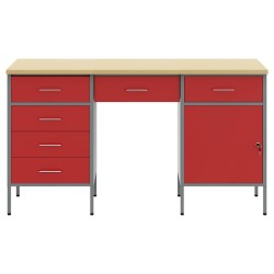 Placard de travail 3 pcs Rouge Bois d'ingénierie et acier 515575515575