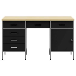 Placard de travail 3 pcs Noir Bois d'ingénierie et acier 515576515576