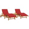 Transat 3 pcs Rouge 40 x 40 x 40cm Bois d'acacia massif 515577515577