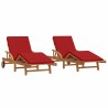 Transat 2 pcs Rouge 200 x 67 x 84cm Bois d'acacia massif 515580515580