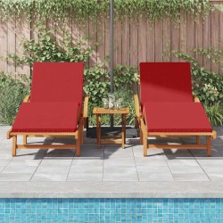 Transat 2 pcs Rouge 200 x 67 x 84cm Bois d'acacia massif 515580515580