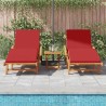 Transat 2 pcs Rouge 200 x 67 x 84cm Bois d'acacia massif 515580515580