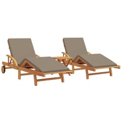 Transat 3 pcs Taupe Bois d'Acacia Massif 515581515581