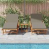Transat 3 pcs Taupe Bois d'Acacia Massif 515581515581