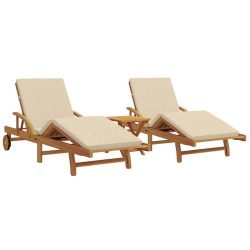 Transat 3 pcs Beige Bois d'Acacia Massif 515583515583
