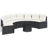 Canapé de jardin table coussins demi-rond noir résine tressée 515588515588