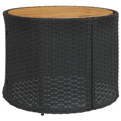 Canapé de jardin table coussins demi-rond noir résine tressée 515589515589