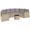Canapé de jardin table coussins demi-rond beige résine tressée 515598515598