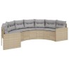 Canapé de jardin table coussins demi-rond beige résine tressée 515598515598