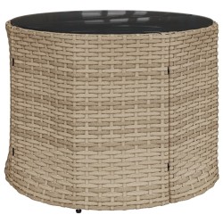 Canapé de jardin table coussins demi-rond beige résine tressée 515598515598