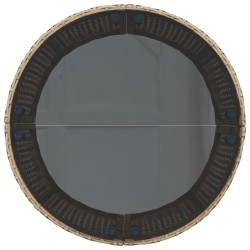 Canapé de jardin table coussins demi-rond beige résine tressée 515598515598