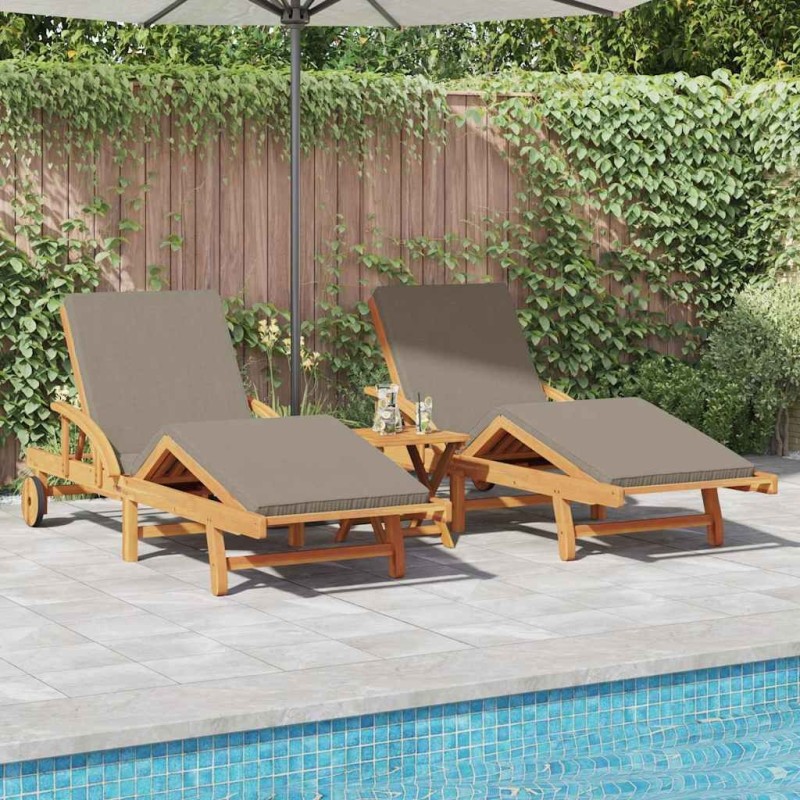 Transat 2 pcs Taupe 200 x 67 x 84 cm Bois d'Acacia Massif 515600515600