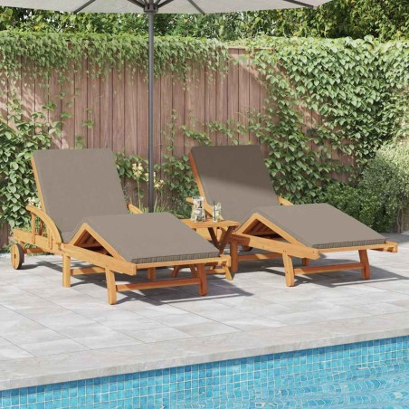 Transat 2 pcs Taupe 200 x 67 x 84 cm Bois d'Acacia Massif 515600515600