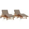 Transat 2 pcs Taupe 200 x 67 x 84 cm Bois d'Acacia Massif 515600515600