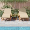 Transat 2 pcs Beige 200 x 67 x 84 cm Bois d'Acacia Massif 515601515601