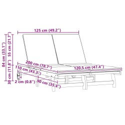 Transat Marron 125 x 200 x 84 cm Bois d'Acacia Massif 515607515607